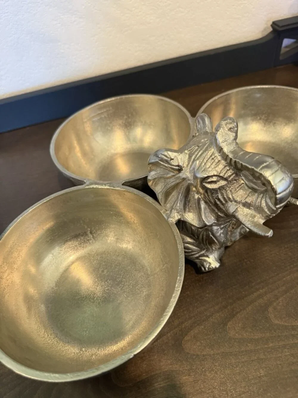 3 Bowl Server Elephant Metal Aluminum by Aspen Home